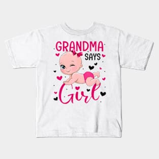 Cute Gender Baby Reveal Grandma Says Girl Matching Family Kids T-Shirt